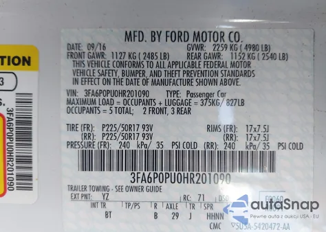 2017 Ford Fusion Energi Se Luxury из США, поврежденный, VIN 3FA6P0PU0HR201090